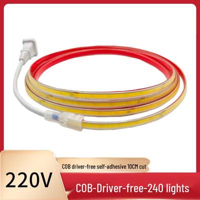 220V Treiberloser COB LED Streifen, 240 LEDs, Alle 10cm Schneidbar, Selbstklebend, Flexibel.