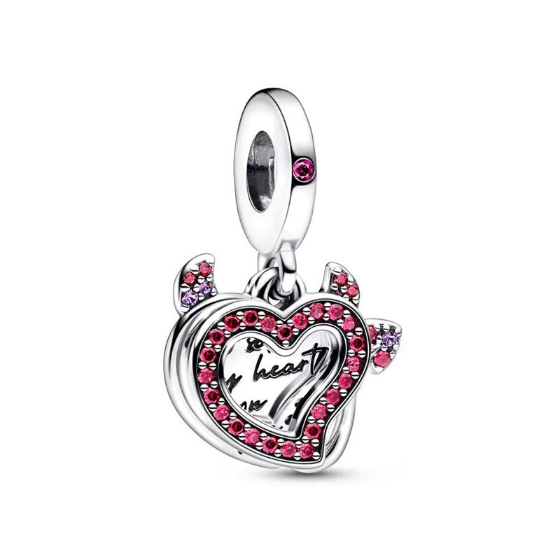Heart-Shaped Text Multiple Series Charm Bead Pendant Applicable To Original Plating Copper Jewelry&Diy Making Fine Gift