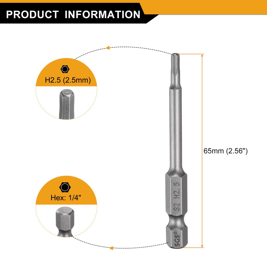 Hex Head Drill Bit Wrench 1.5/2/2.5/3/4/5/6/8/10/12mm Metric 1/4" Hex Shank Magnetic Hexagonal Screw Driver Socket Power Bits