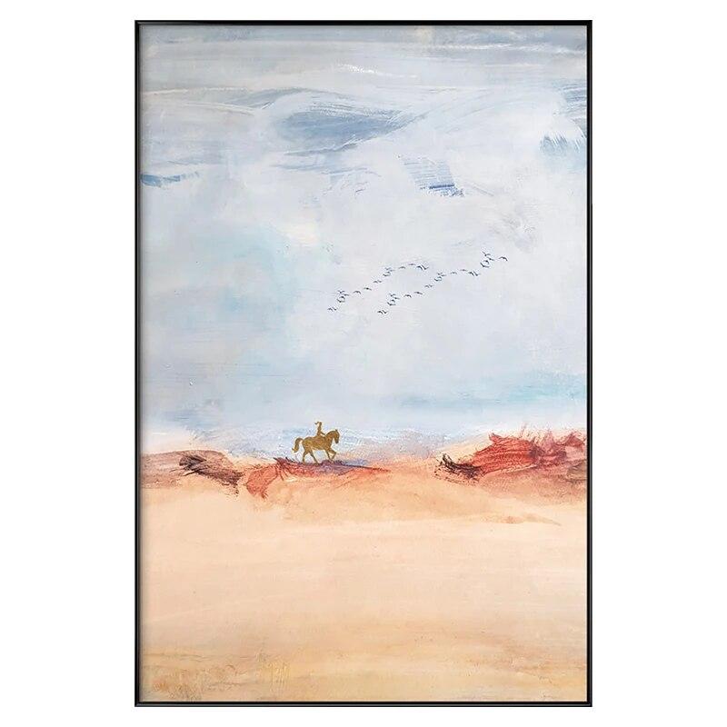 Abstract Landscape Wall Art Canvas Painting Gold Foil Horse Poster Print Nordic Modern Wall Pictures for Living Room Home Decor
