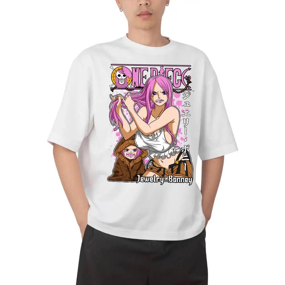 

One Piece Jewelry Bonney Anime White Oversized T-Shirt Streetwear Pop Rock Concert Fan Merch T-Shirt 4XL