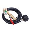 RV Gas Refill Adapter Hose with Gauge and ON Off Control Valve 3 Feet Gas Tank Extension Hose for 1 Lb Gas Tank