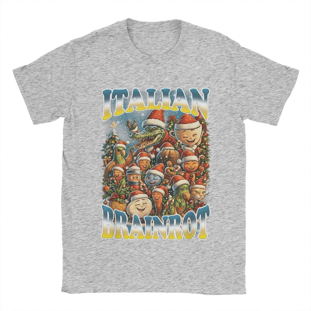 Italian Brainrot Christmas Meme Chaos T-Shirt for Men Funny  Tee Shirt Round Neck Short Sleeve T Shirts New Arrival Clothing