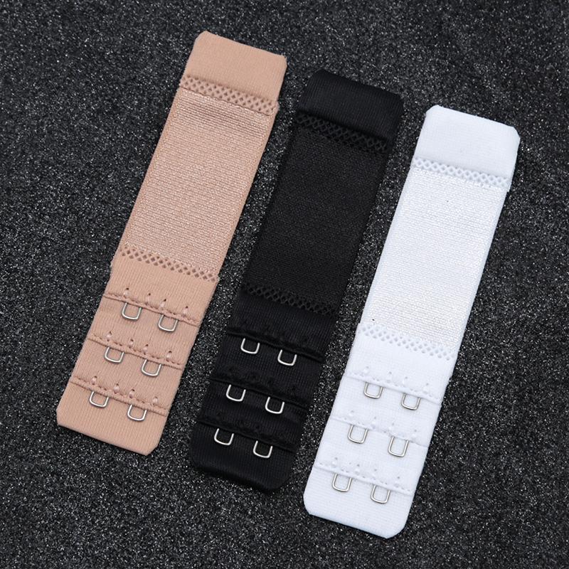 3pcs 2 Hook Bra Extension Strap Extenders for Women Adjustable Belt Buckle Nylon Elastic Bra Extension Strap Hook Clip Expander