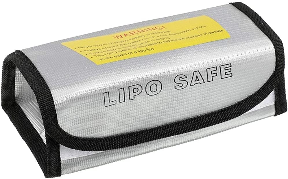Geantă de siguranță ignifugă pentru baterii Lipo – Protecție de încărcare de înaltă calitate – 185x75x60 mm – Argintiu argintiu