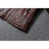 Chinesische Größe Echte Kuhlederjacke Herren Motorradjacken Echtes Rindsleder Vintage Herren Ledermantel Bikerkleidung
