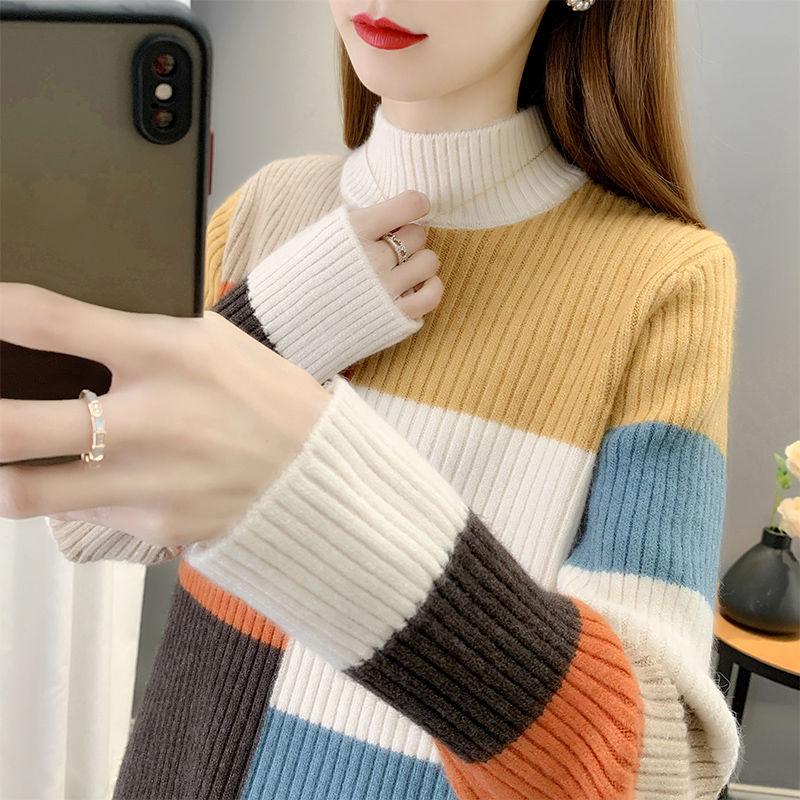 

Кашемировый стеганый свитер с полувырезом, женский свободный короткий вязаный свитер в западном стиле с нижней рубашкой осенью и зимой, новый стиль XXXL