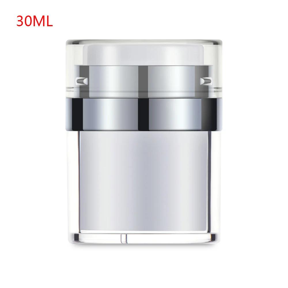 Portable Refillable Travel Cream Sample Vials Empty Squeeze Pump Vacuum Bottle Press Cream Jar Acrylic Cans Lotion Container