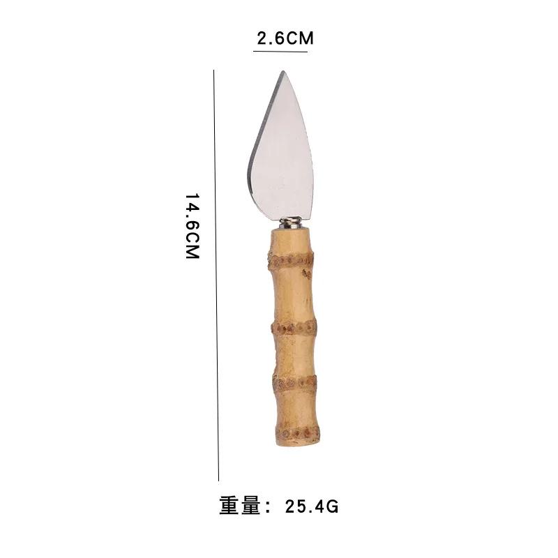 Bamboo Cheese Knives Set Cheese Cutlery Steel Stainless Cheese Slicer Cutter Mini Knife,Butter Knife,Spatula& ForK