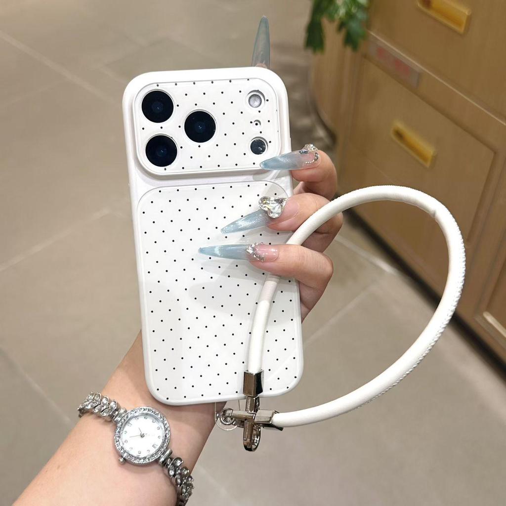 Polka Dot Hand Strap iPhone Case for 13/14/15 Pro Max/17 Apple 16