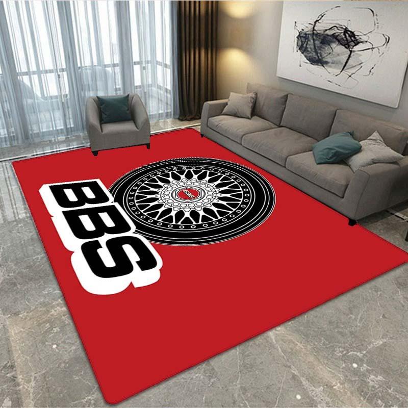 Motorsport Carpet Mat Rug - Racing Wheel Logo Home Decoration for Living Room Garage Non-Slip Floor Mat Bedroom Decor Carpet