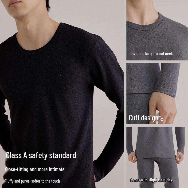 HLA Men's Round Neck Pure Cotton Thin Thermal Underwear Set