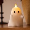 Halloween Flameless Candle Stacked Jack-O'-Lantern LED Candle Light-up Pumpkin Ghost Candle Lamp for Mantel Shelf Dining Table
