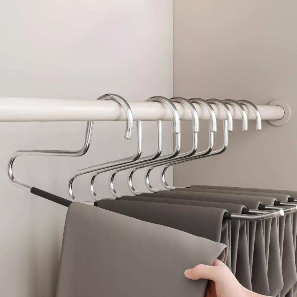 5pcs Non Slip Pants Hangers Space-Saving Necktie & Shawl Organizer for Hanging Shirts T-Shirts Blouses