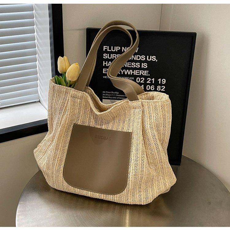 

Плетеная соломенная сумка большой вместимости Женская летняя новая сумка на плечо для отпуска на море и пляжа Плетеная соломенная сумка-тоут для женщин