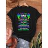 My Dad In Heaven Touching Tribute for Passed Away Father Print T-shirt, Short Sleeve Crew Neck Casual Top for Summer & Spring, Women's Clothing