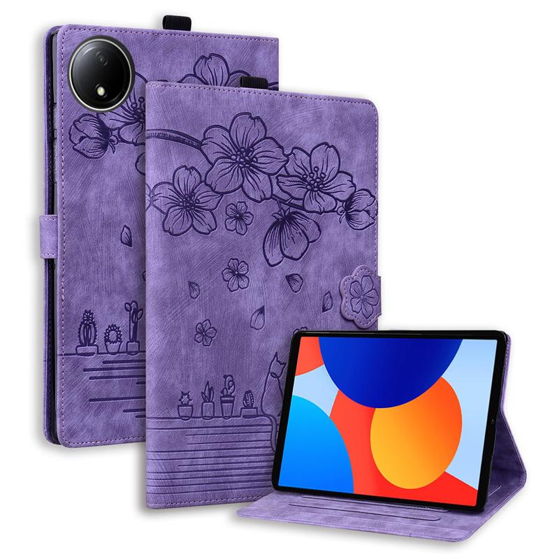 For Xiaomi Redmi Pad SE 4G 8.7 Inch 2024 Case Leather Wallet Cards Stand Tablet Cover for Redmi Pad SE Flowe Cats Back TPU Case