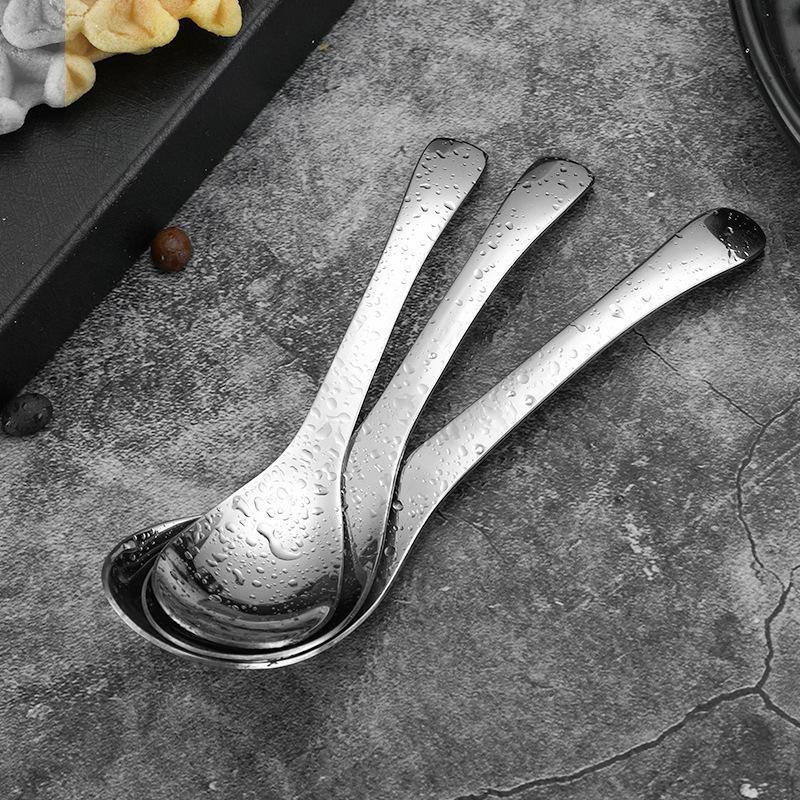 Cucchiaio in Acciaio Inossidabile 304 Ispessito Approfondito Cucchiaio da Zuppa Domestico Bambini Cucchiaio a Testa Rotonda
