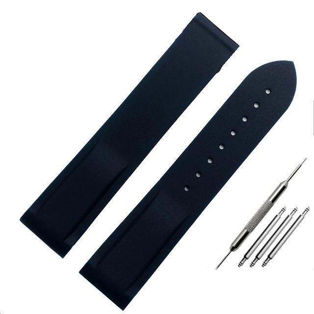 

20мм 22мм Каучукові Силіконові Ремінці для Годинників з Вигнутими Кінцями Для Omega Seamaster 300 Speedmaster Ремінець Бренд Ремінець для Годинника Синій Чорний Помаранчевий 22mm