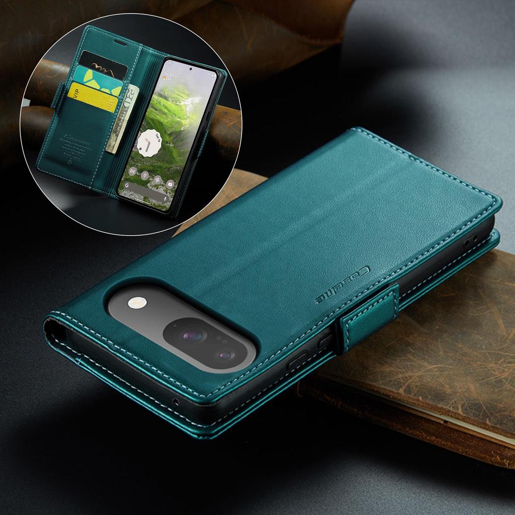 CaseMe-023 For Google Pixel 8 9 Pro/ Pixel 10/11 Pro XL 10A Luxury Magnetic Flip PU Leather Case Wallet Card Slots Cover Stand Protectives Skins Shell