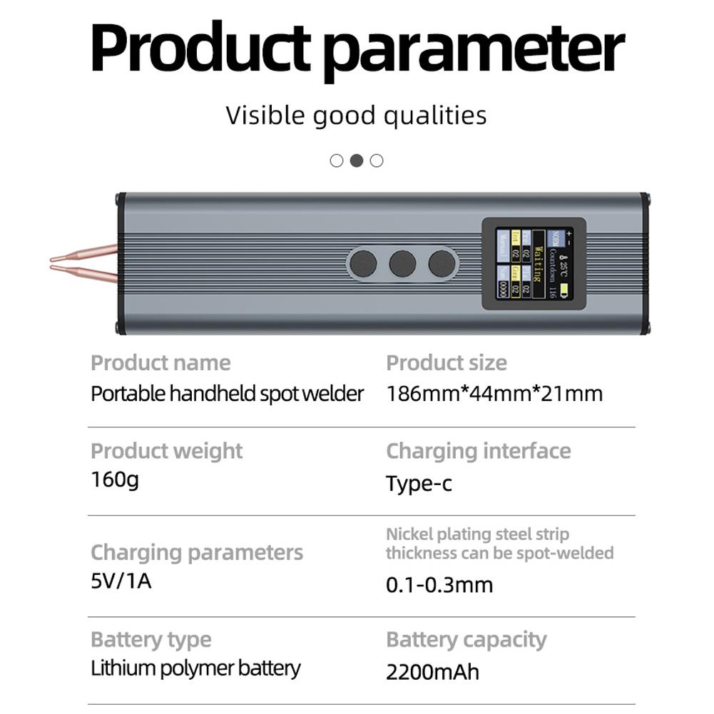 11 Gears Adjustable Portable Digital Display Spotwelder with Dual Pulse Output for Welding Various
