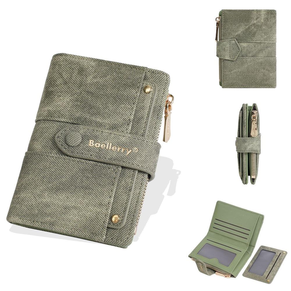 

Large Capacity Women Short Wallet Elegant Bank/ID/Credit Card Bag Ins Brand Female Purses Travel зелений