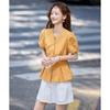 Women's French Style V-Neck Petal Hem Blouse