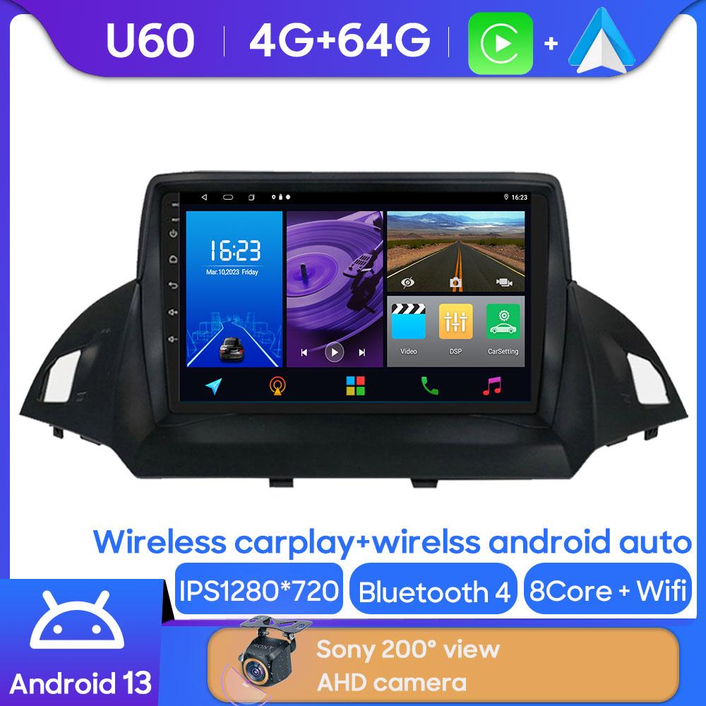 Android Multimedia For Ford Kuga 2 Escape 3 2012 - 2019 Car Stereo CPU Radio QLED Player Navigation Carplay Auto HDR 5G Dash BT