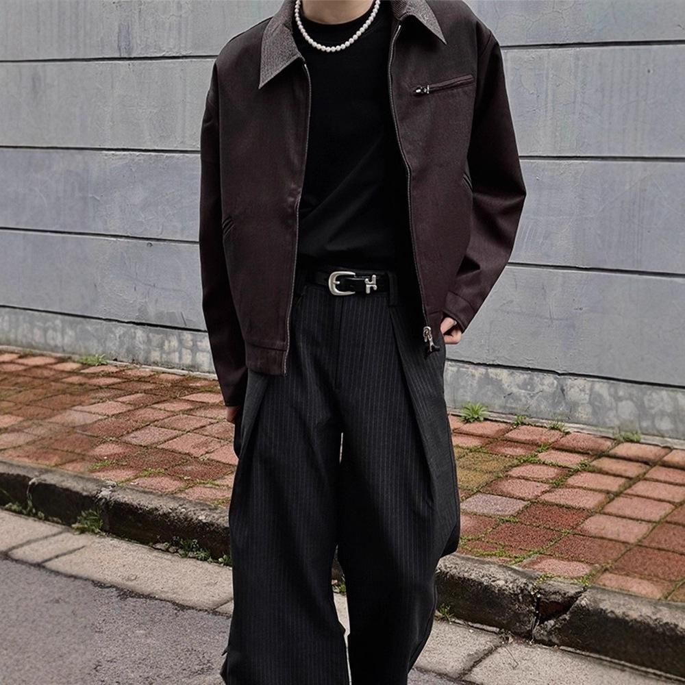 

Весна и осень американский ретро трендовый бренд тысяча птиц клетчатый дизайн двусторонний костюм куртка на молнии мужское пальто внешняя торговля 2XL коричневый