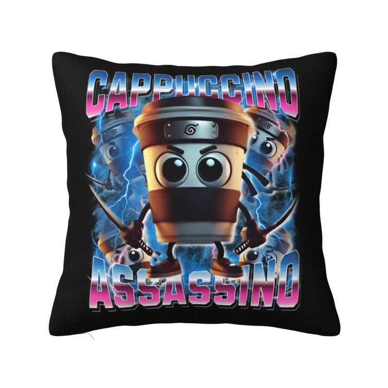 Italian Brainrot Cappuccino Assassino Throw Pillow Case Home Decorative Cushions Cover For Sofa Car Square Polyester Pillowcase
