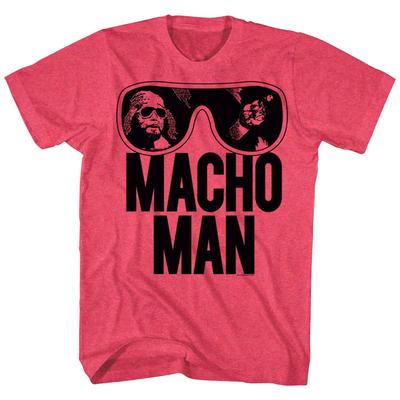 Macho Man Randy Savage Sunglasses Men's T Shirt Old School Wrestler Costume Red