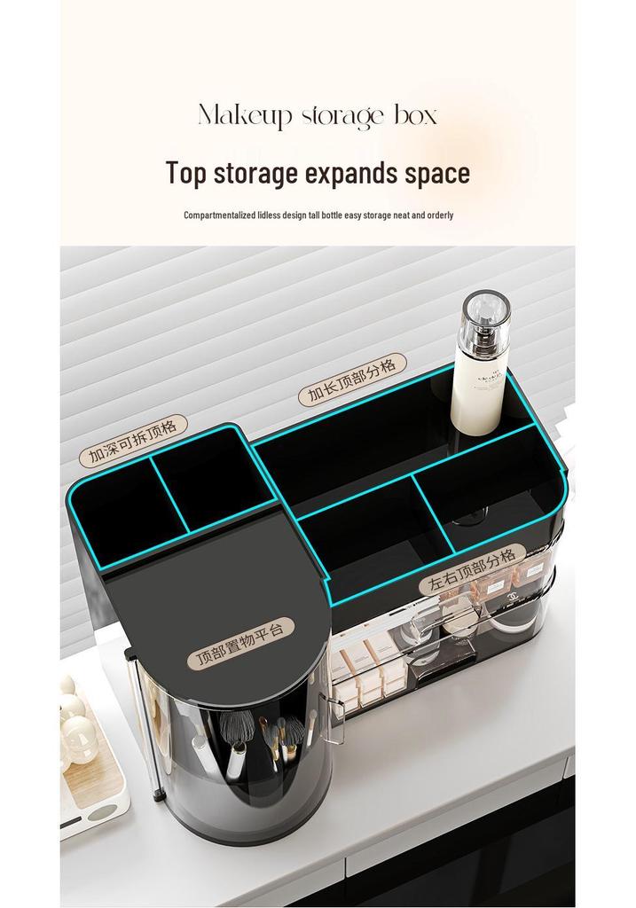 High-Capacity Dustproof Skincare & Cosmetics Organizer with Desktop Drawers
