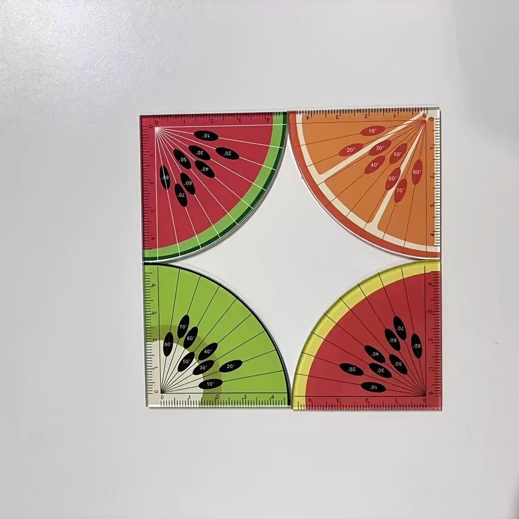4Pcs Mini Fruit‑Shaped Acrylic Rulers, Colorful Palm‑Sized Cute Measuring Rulers Stationery Gift for Daily Use