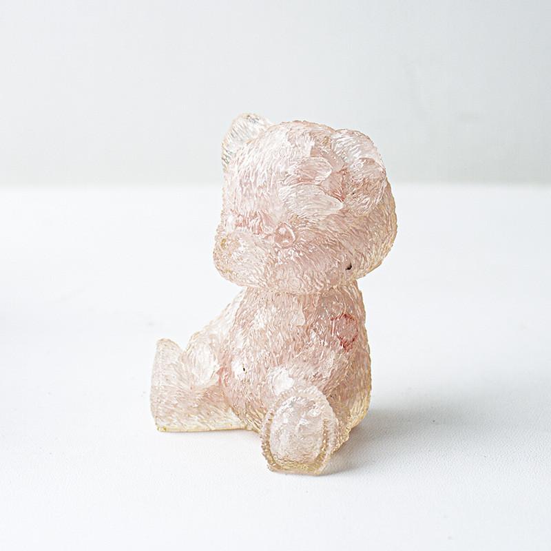 Crystal Resin Bear Desk Ornament With Natural Water Crystals For Home Office Decor