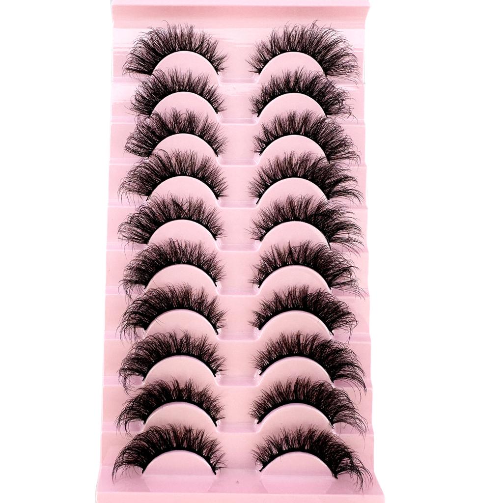 New 10 Pairs Of Natural Full False Eyelashes,Thick Curling Fluffy Eyelashes For Party Use Manga Eyelashes, Travel Essentials