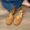 Fashion High Quality Faux Suede Flat Sandals Women Retro Woven Roman Sandals Fashion Cozy Ankle Strap Buckle Design Brand Casual Shoes