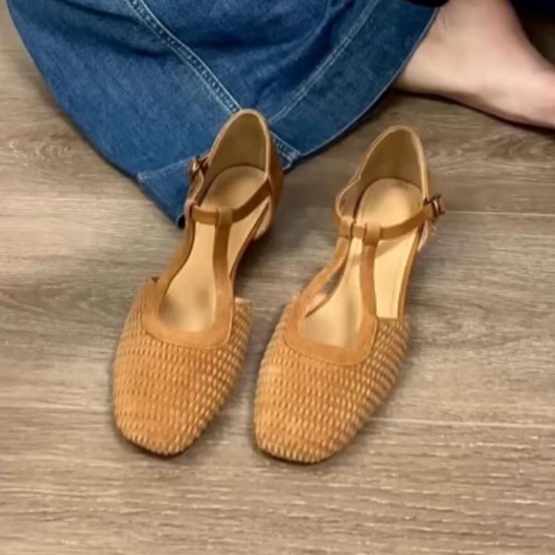 Fashion High Quality Faux Suede Flat Sandals Women Retro Woven Roman Sandals Fashion Cozy Ankle Strap Buckle Design Brand Casual Shoes