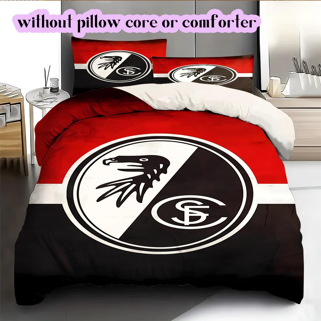 SC Freiburg Pattern Bedding Quilt Set Quilt Cover Pillowcase Home Decoration Birthday Gift (1 * duvet cover + 2 * pillowcase, without core)