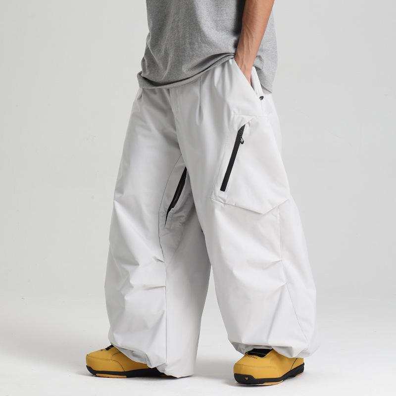 New Unisex Windproof Waterproof Ski Pants - Warm, Solid Color, Loose Fit for Outdoor Snowboarding