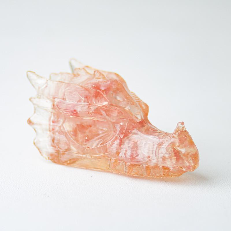 Resin Crystal Dragon Head Figurine With Natural Waterstone For Home Office Decor