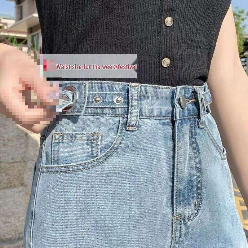 

Women s Adjustable High-Waist Wide-Leg Jeans, Slimming & Versatile Student Style. Medium
