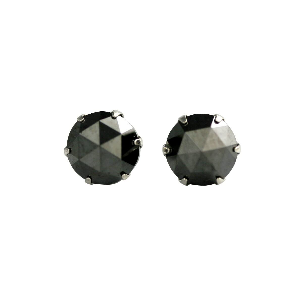 

Jewelry PT900 Rose Cut Black Diamond Earrings 6 Prong Type [Diamond World] Women s 1.0ct