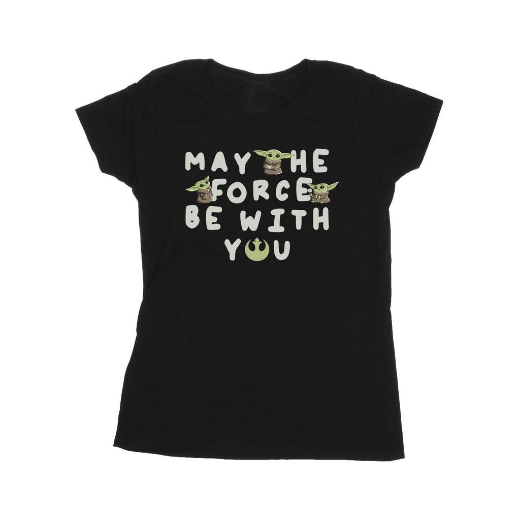 STAR WARS Womens/Ladies The Mandalorian Grogu May The Force Be With You Cotton T-Shirt