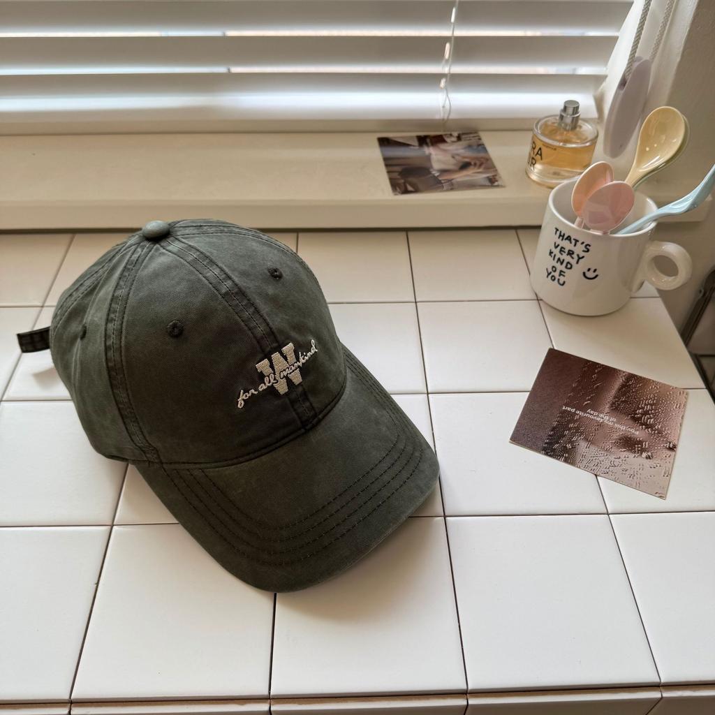 Spring and Summer American Letter Embroidery Washed Cotton Baseball Cap Children Big Head Circumference Deep Top Cap Men's Sunscreen Cap Tide