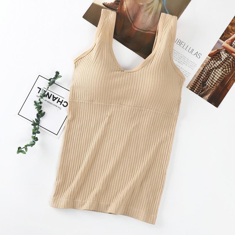 

Бесшовный рубчатый топ-камезоль Four Seasons с V-образным вырезом, встроенным бюстгальтером и стильным дизайном спины One Size