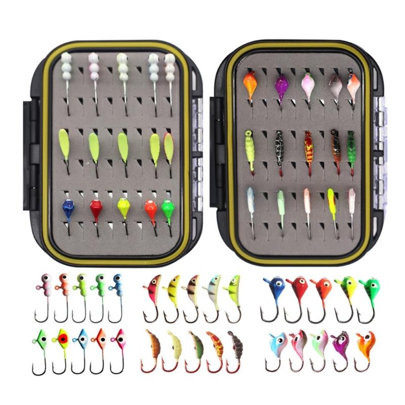 Sinking Metal Jigging Hard Baits Winter Ice Fishing Jig Set Ice Fishing Gear with Box Small Baits Ice Fishing Lure Set