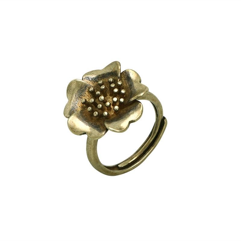 Brass Flower Rings Adjustable Ring Sculptures Gifts Accessories Statuette
