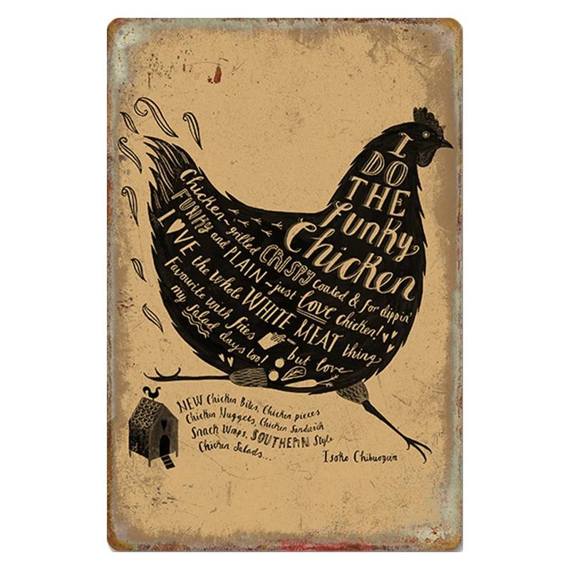 Chicken Rooster Hen Coop Egg Retro Vintage Metal Plate Decoration Wall Home Decor Tin Metal Sign Poster For Farmer New Year