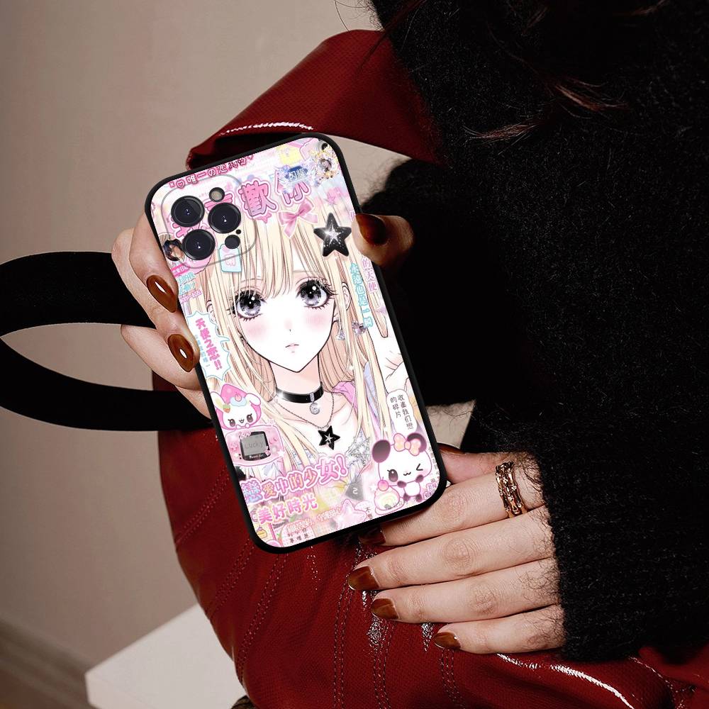 Japanese Cute Girls Y2K Pattern Phone Case TPU Phone Case For Iphone17 Air 16 15 14 13 12 11 Pro Max Plus Cover Case