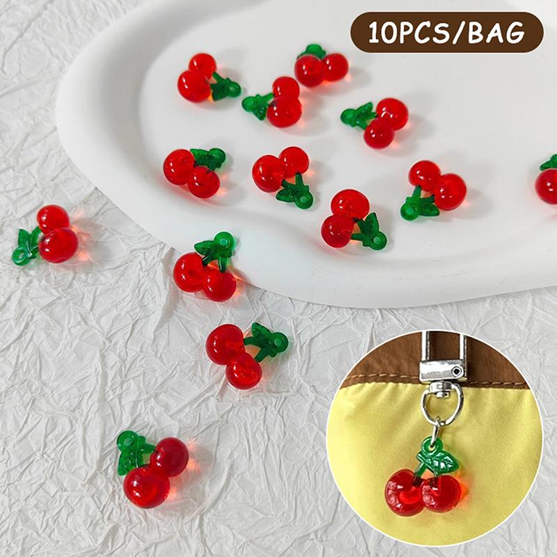 10 Stück Transparente Harz Rote Kirsche Erdbeere Anhänger Für Frauen Armband Halskette DIY Schmuckherstellungszubehör